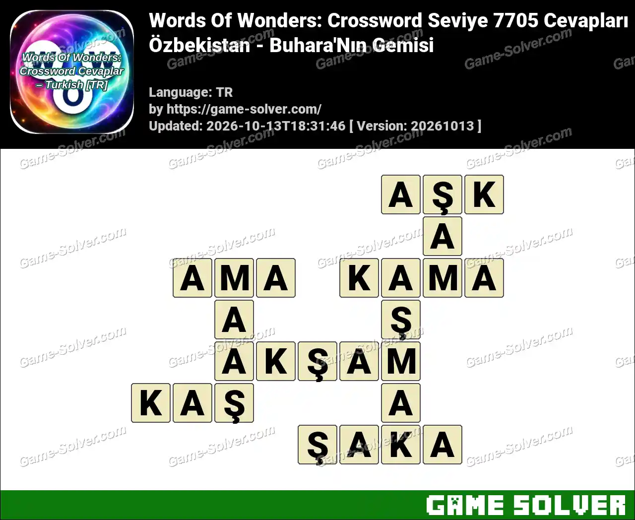 Words Of Wonders: Crossword Seviye 7705 Cevapları – Özbekistan – Buhara’Nın Gemisi